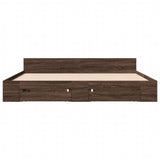 Bed Frame with Drawers Brown Oak 200x200 cm Engineered Wood