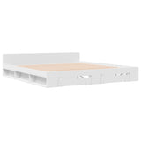 Bed Frame with Drawers without Mattress White 180x200 cm Super King