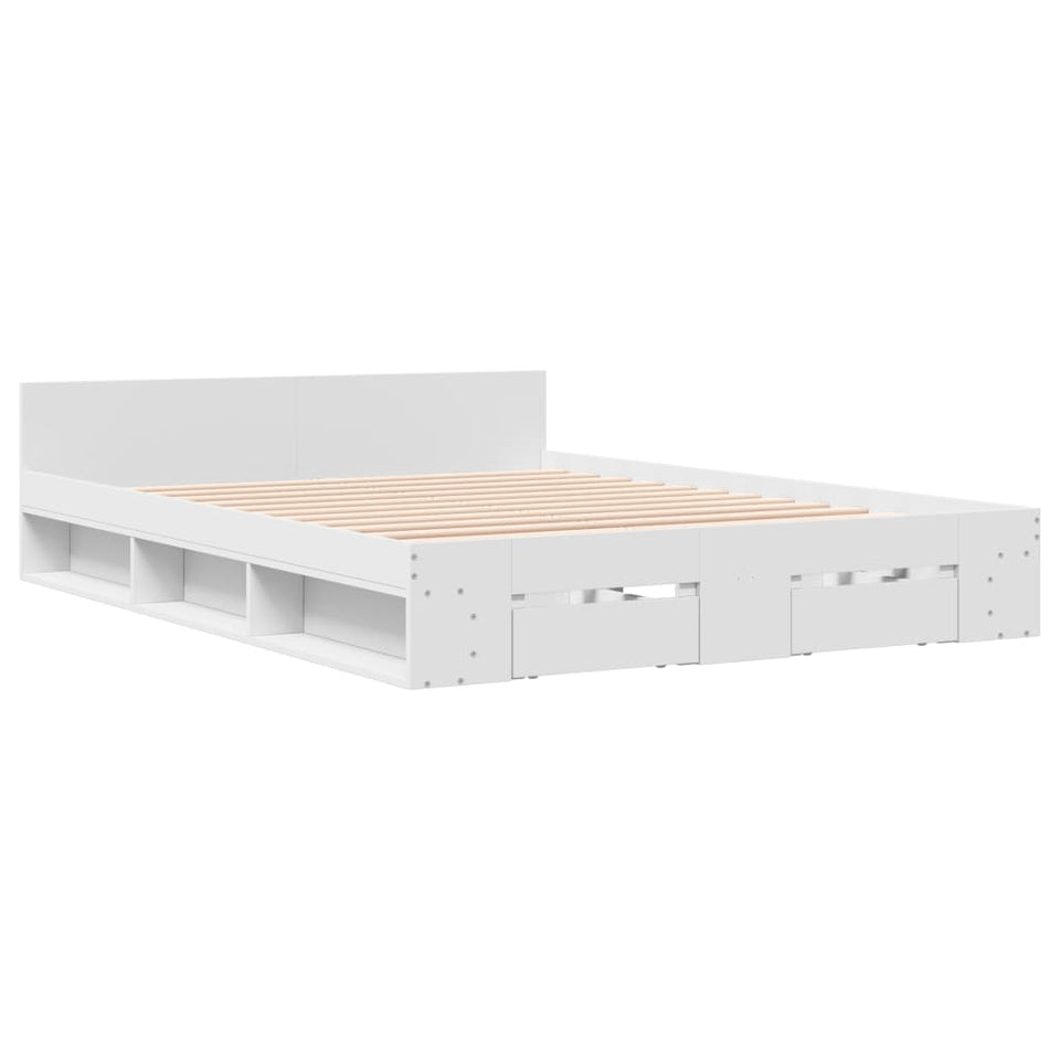 Bed Frame with Drawers without Mattress White 160x200 cm