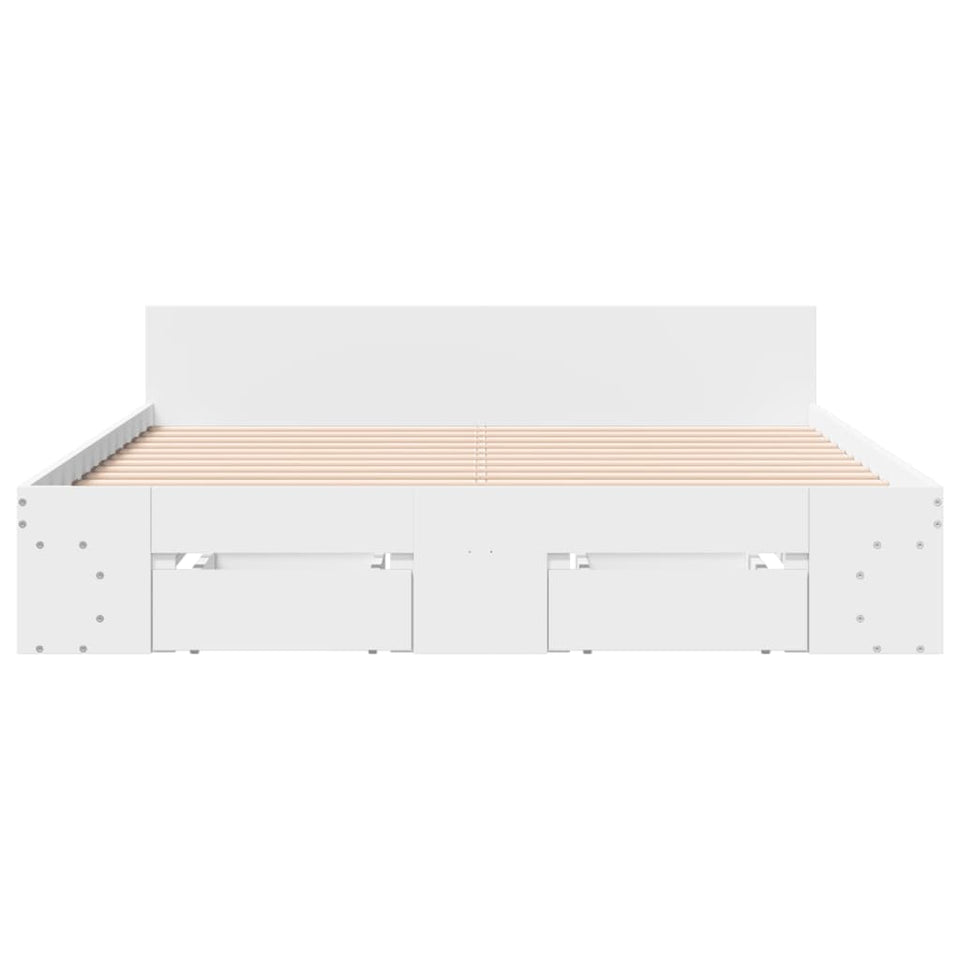 Bed Frame with Drawers without Mattress White 160x200 cm