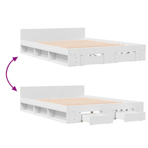 Bed Frame with Drawers without Mattress White 160x200 cm