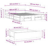 Bed Frame with Drawers without Mattress White 160x200 cm