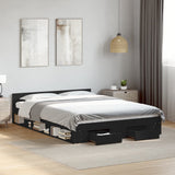 Bed Frame with Drawers Black 160x200 cm Engineered Wood