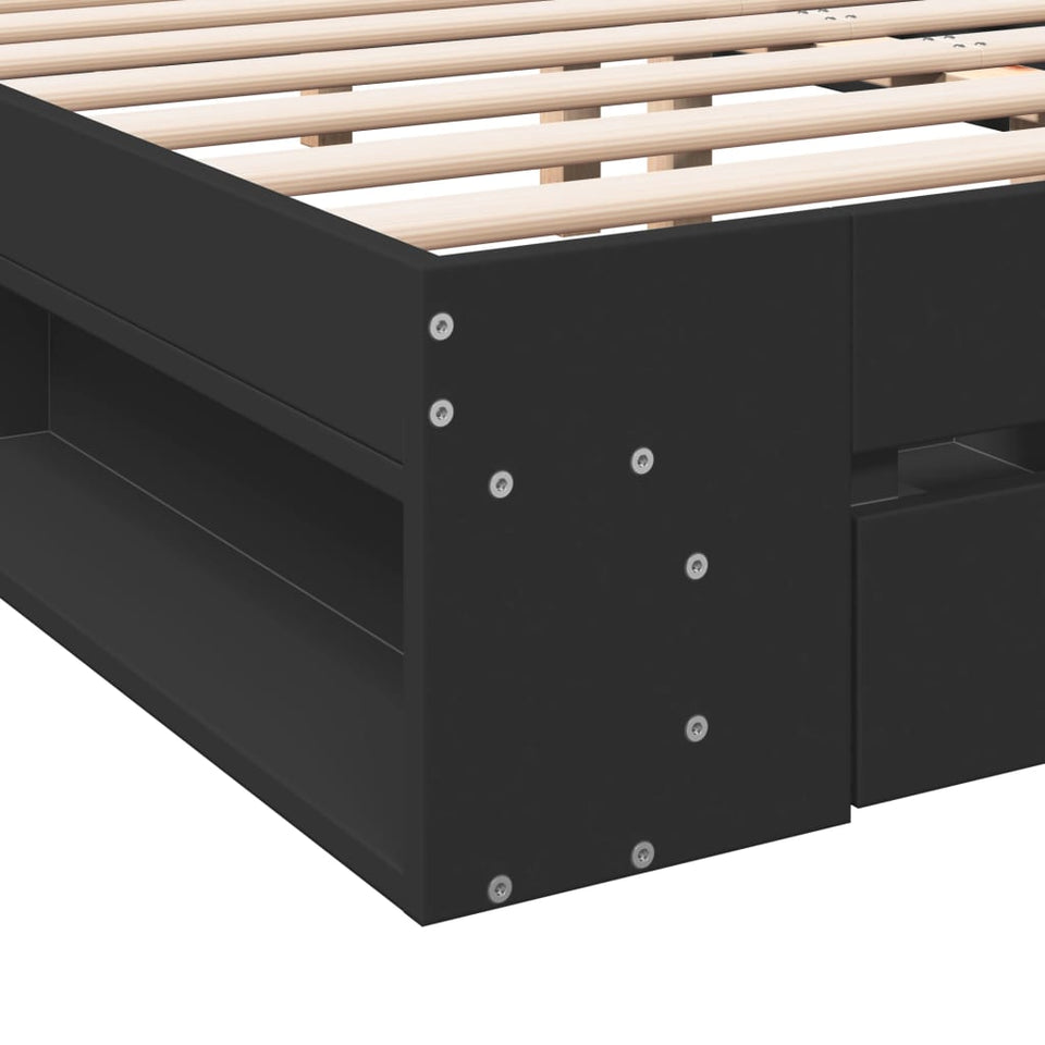 Bed Frame with Drawers Black 160x200 cm Engineered Wood