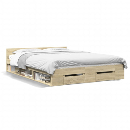 Bed Frame with Drawers without Mattress Sonoma Oak 160x200 cm
