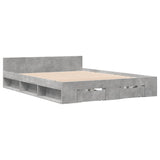 Bed Frame with Drawers without Mattress Concrete Grey 160x200 cm