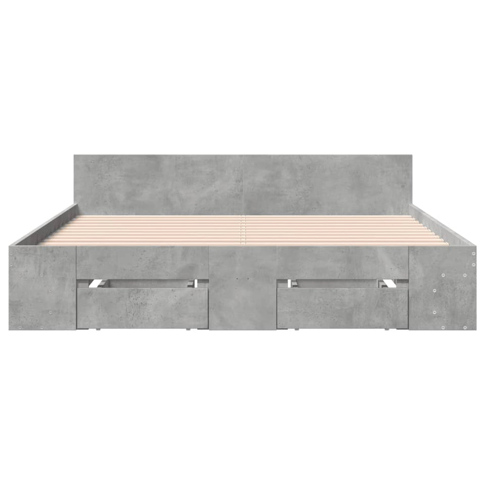 Bed Frame with Drawers without Mattress Concrete Grey 160x200 cm