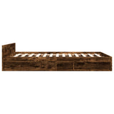 Bed Frame with Drawers without Mattress Smoked Oak 160x200 cm