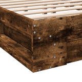 Bed Frame with Drawers without Mattress Smoked Oak 160x200 cm