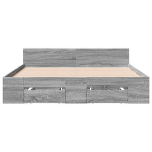 Bed Frame with Drawers without Mattress Grey Sonoma 160x200 cm