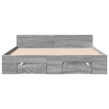 Bed Frame with Drawers without Mattress Grey Sonoma 160x200 cm