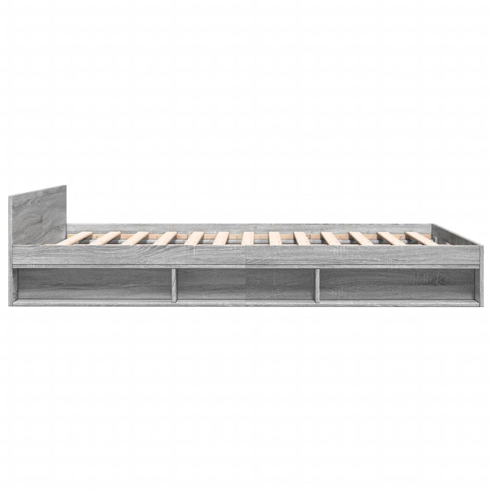 Bed Frame with Drawers without Mattress Grey Sonoma 160x200 cm