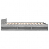 Bed Frame with Drawers without Mattress Grey Sonoma 160x200 cm