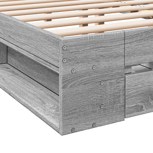 Bed Frame with Drawers without Mattress Grey Sonoma 160x200 cm