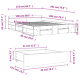 Bed Frame with Drawers without Mattress White 150x200 cm King Size