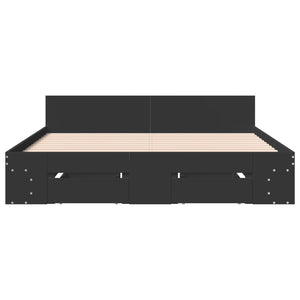 Bed Frame with Drawers without Mattress Black 150x200 cm King Size