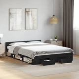 Bed Frame with Drawers without Mattress Black 150x200 cm King Size