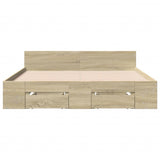 Bed Frame with Drawers Sonoma Oak 150x200 cm King Size Engineered Wood