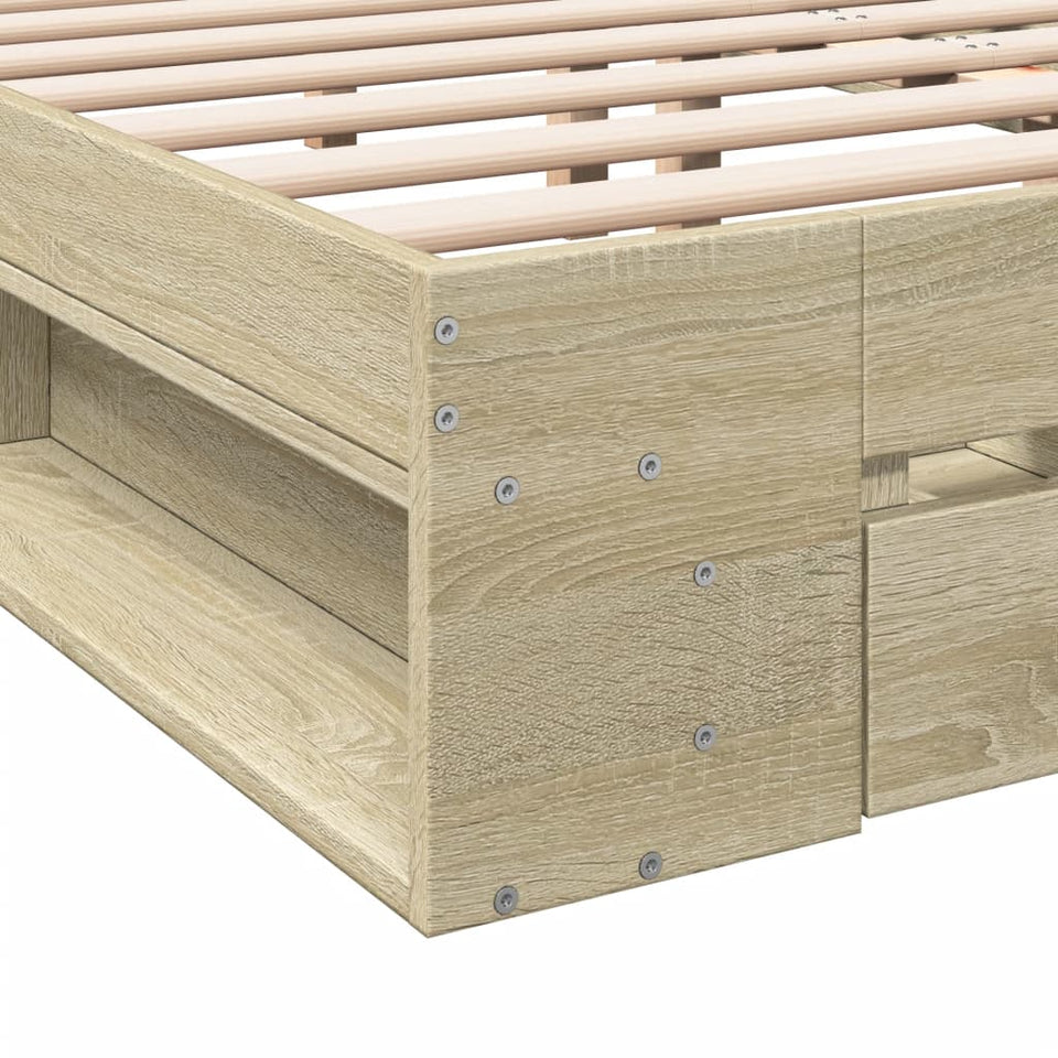 Bed Frame with Drawers Sonoma Oak 150x200 cm King Size Engineered Wood