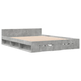 Bed Frame with Drawers Concrete Grey 150x200 cm King Size Engineered Wood