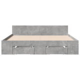 Bed Frame with Drawers Concrete Grey 150x200 cm King Size Engineered Wood