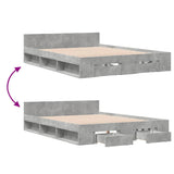 Bed Frame with Drawers Concrete Grey 150x200 cm King Size Engineered Wood