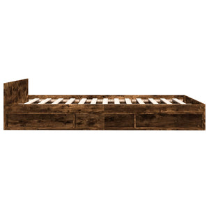 Bed Frame with Drawers without Mattress Smoked Oak 150x200 cm King Size