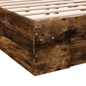 Bed Frame with Drawers without Mattress Smoked Oak 150x200 cm King Size