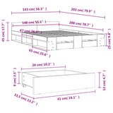 Bed Frame with Drawers without Mattress White 140x200 cm