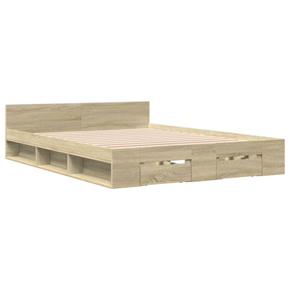 Bed Frame with Drawers without Mattress Sonoma Oak 140x200 cm
