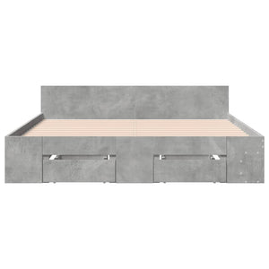 Bed Frame with Drawers without Mattress Concrete Grey 140x200 cm