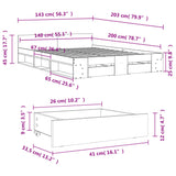 Bed Frame with Drawers without Mattress Smoked Oak 140x200 cm