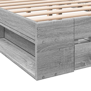 Bed Frame with Drawers without Mattress Grey Sonoma 140x200 cm