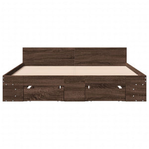 Bed Frame with Drawers without Mattress Brown Oak 140x200 cm