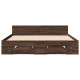 Bed Frame with Drawers without Mattress Brown Oak 140x200 cm