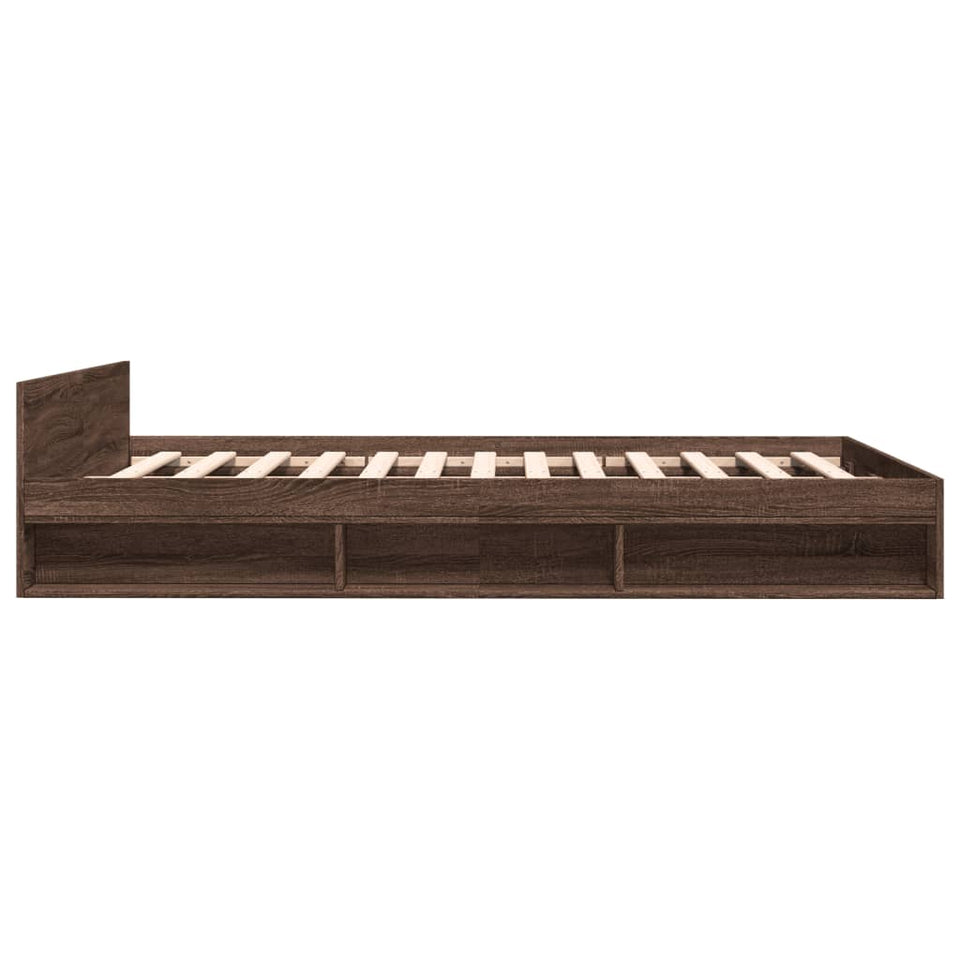 Bed Frame with Drawers without Mattress Brown Oak 140x200 cm