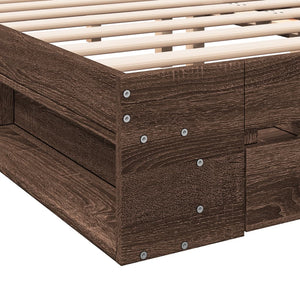 Bed Frame with Drawers without Mattress Brown Oak 140x200 cm