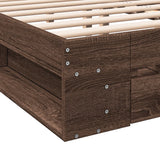 Bed Frame with Drawers without Mattress Brown Oak 140x200 cm