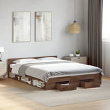 Bed Frame with Drawers without Mattress Brown Oak 140x200 cm