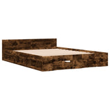 Bed Frame with Drawers without Mattress Smoked Oak 120x200 cm