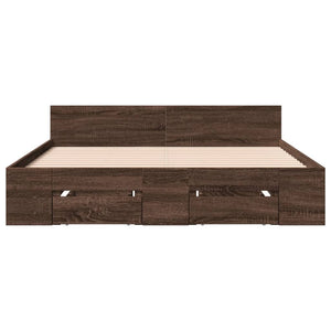 Bed Frame with Drawers without Mattress Brown Oak 120x200 cm