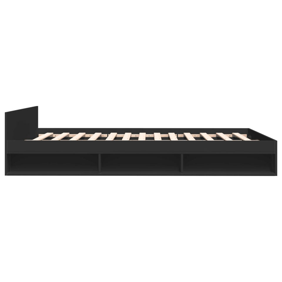 Bed Frame with Drawers without Mattress Black 140x190 cm