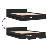 Bed Frame with Drawers without Mattress Black 140x190 cm