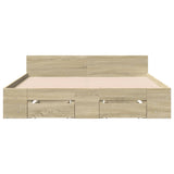 Bed Frame with Drawers without Mattress Sonoma Oak 140x190 cm