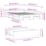 Bed Frame with Drawers without Mattress Sonoma Oak 140x190 cm