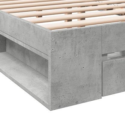 Bed Frame with Drawers without Mattress Concrete Grey 140x190 cm
