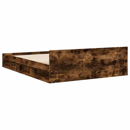 Bed Frame with Drawers without Mattress Smoked Oak 140x190 cm