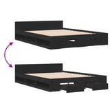 Bed Frame with Drawers without Mattress Black 135x190 cm Double