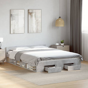 Bed Frame with Drawers without Mattress Concrete Grey 135x190 cm Double