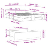 Bed Frame with Drawers without Mattress Smoked Oak 135x190 cm Double